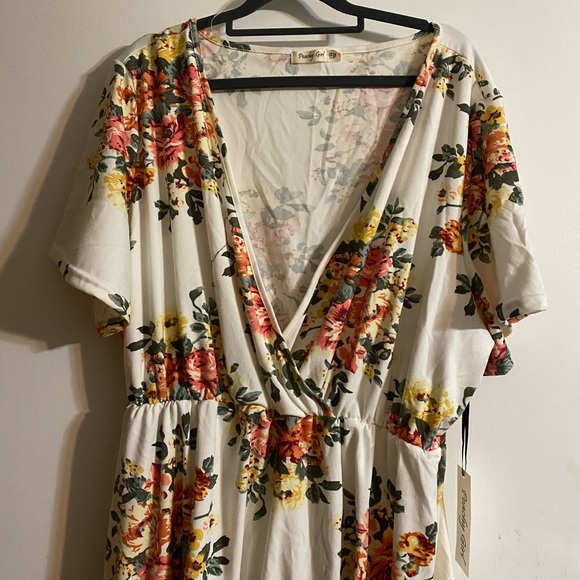 Just Peachy Faux Wrap Floral Dress - Picture 2 of 8